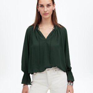 NWT Madewell Long Sleeve Tie Neck Top XXS